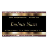 ほこりエレガントバラとブラックと金ゴールド マグネット名刺 (正面)