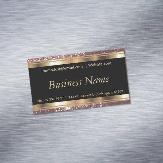 ほこりエレガントバラとブラックと金ゴールド マグネット名刺 (インサイチュ)