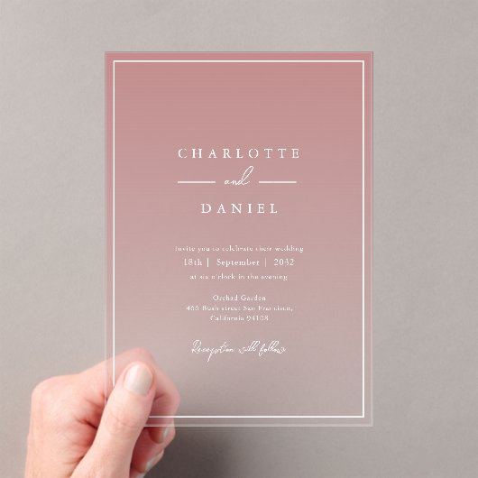 ほこりエレガントバラグラデーシ結婚ョン アクリル招待状 (インサイチュ (ポータブル))