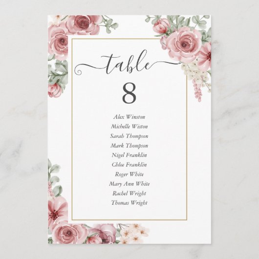 ほこりエレガントバラフローラテーブル番号 案内状 (裏面)