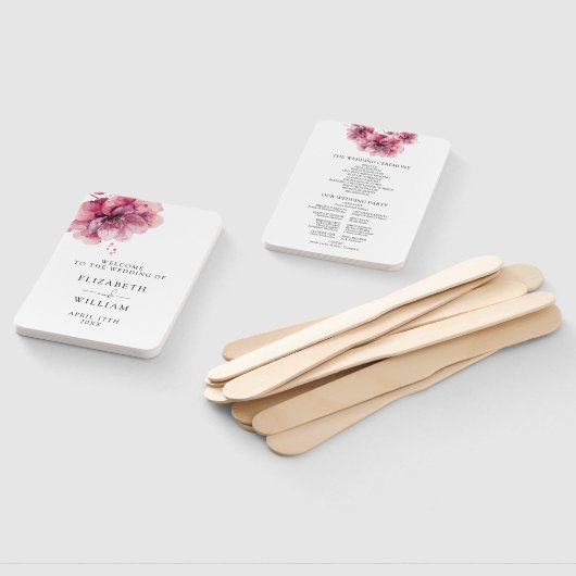 ほこりエレガントバラフローラ結婚式 プログラム ハンドファン (組立なし)