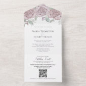 ほこりエレガントバラフローラQRコード結婚の予算 オールインワン招待状 (内側)