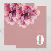 ほこりエレガントバラ水カラーフローラテーブル番号 招待状 (正面/裏面)
