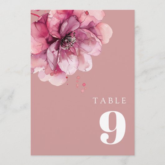 ほこりエレガントバラ水カラーフローラテーブル番号 招待状 (正面)