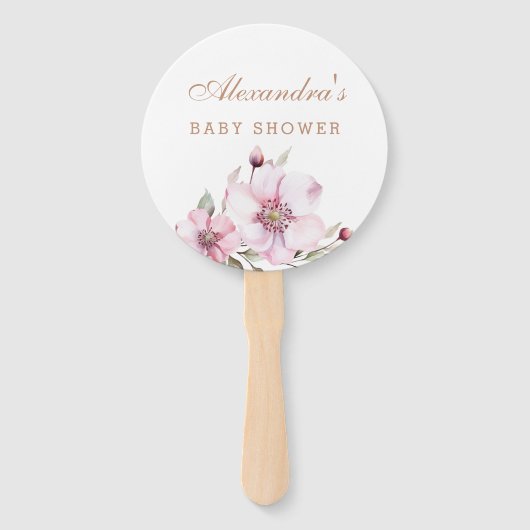 ほこりエレガントピンクのバラ赤ちゃんシャワー ハンドファン (正面)