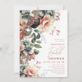 ほこりエレガント秋秋フローラブライダルシャワー 招待状 (正面)