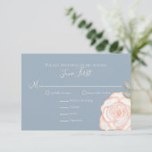 ほこりエレガント青フローラシンプル反応 出欠カード (スタンド正面)