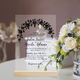 ほこりエレガント黄金のバラの花の結婚箔 アクリル招待状