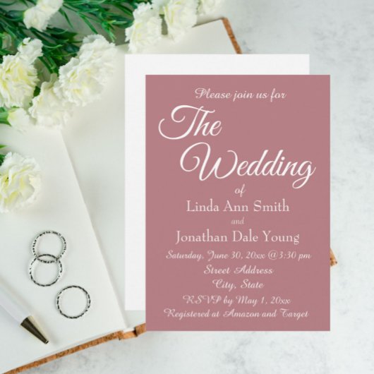 ほこりシンプルバラ結婚スタイル 招待状