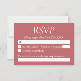 ほこりスタイリッシュバラピンクウェディングRSVPカード 出欠カード