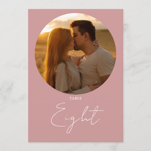 ほこりバラモダンミニマリストスクリプトテーブル番号 招待状 (正面)