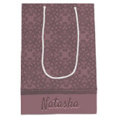 ほこりパーソナライズされたバラパターン ミディアムペーパーバッグ (裏面)