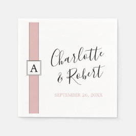 ほこりパーソナライズされたバラピンクモノグラム結婚ズ スタンダードカクテルナプキン