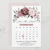 ほこりピンクのバラの花束 ウェディング セーブ・ザ・デート (正面/裏面)