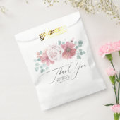 ほこりピンクの花 エレガントなスクリプト ありがとう フェイバーバッグ (封をした状態)