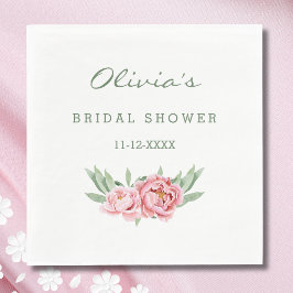 ほこりフェミニンピンク牡丹フローラブライダルシャワー スタンダードランチョンナプキン