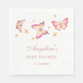 ほこりフェミニンピンク蝶の赤ちゃんガールシャワー スタンダードランチョンナプキン (正面)