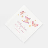ほこりフェミニンピンク蝶の赤ちゃんガールシャワー スタンダードランチョンナプキン (角)