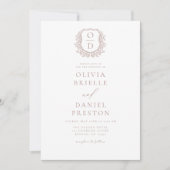 ほこりフォーマルバラリービクレストモノグラム結婚ズ 招待状 (正面)