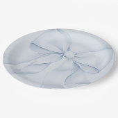 ほこりブルーのリボンエレガントデコ ペーパープレート (アングル)
