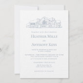 ほこりブルーの招待状　会場のスケッチ付き 招待状 (正面)