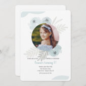 ほこりブルーの水彩写真招待状 招待状 (正面/裏面)