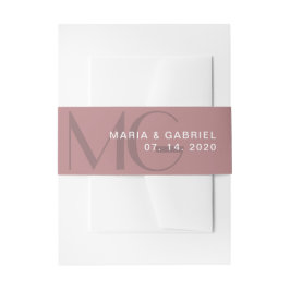 ほこりミニマルバラモノグラム結婚式招待状 招待状ベリーバンド