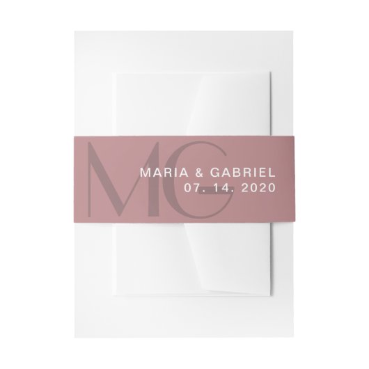 ほこりミニマルバラモノグラム結婚式招待状 招待状ベリーバンド (正面例)