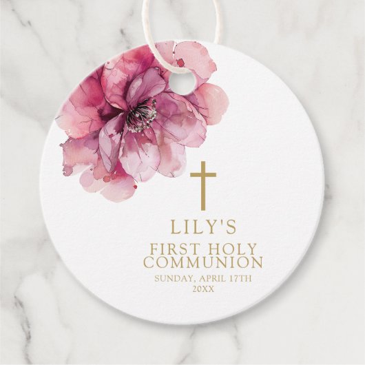 ほこりモダンのバラ水の色のフローラ聖なる聖餐式 フェイバータグ (正面)