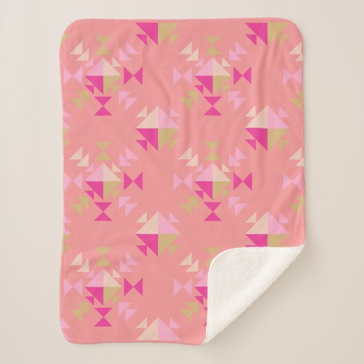ほこりモダンの三角形パターンバラ シェルパブランケット (正面)