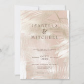 ほこりモダンバラと金ゴールドトロピカルパーム結婚ズ 招待状 (正面)