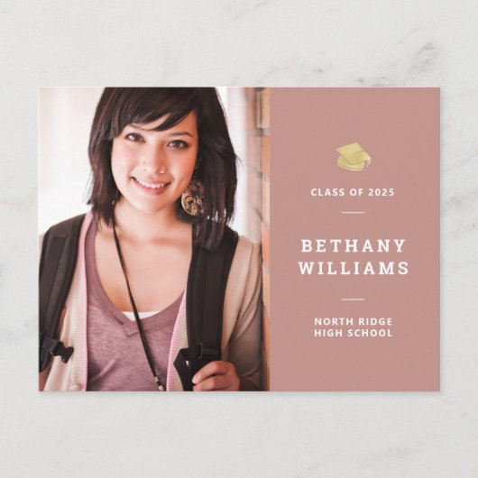 ほこりモダンバラと金ゴールド写真卒業 ポストカード (正面)