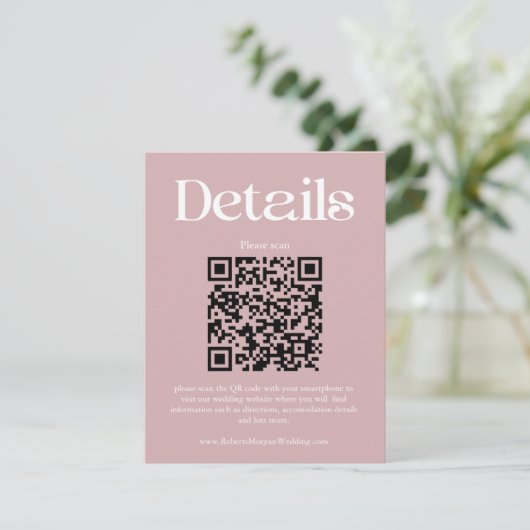 ほこりモダンバラの結婚詳細QRコード エンクロージャーカード (スタンド正面)