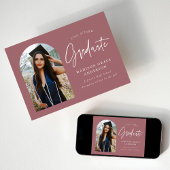 ほこりモダンバラアーチ写真卒業 案内状