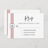ほこりモダンバラピンクモノグラム結婚ズ 出欠カード (正面/裏面)