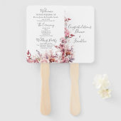 ほこりモダンバラピンク結婚式 プログラム ハンドファン (正面&裏面)