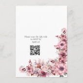 ほこりモダンバラピンクQRコー結婚ド エンクロージャーカード (裏面)
