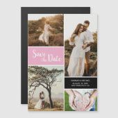 ほこりモダンバラフォトコラージュ日付を保存 マグネット招待状 (正面/裏面)