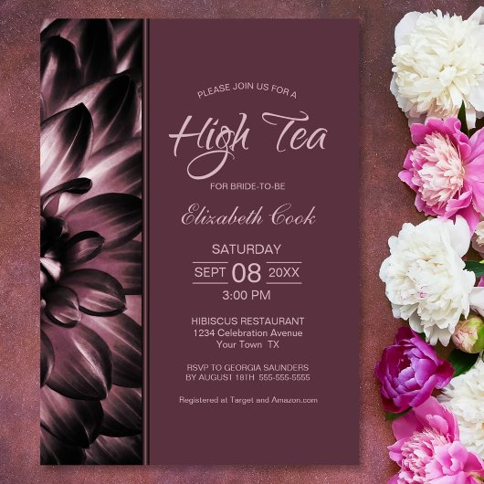 ほこりモダンバラフローラハイティーブライダルシャワー 招待状