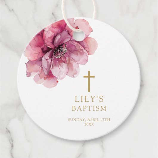 ほこりモダンバラ水彩色フローラバプテスマ フェイバータグ (正面)