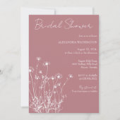 ほこりモダンバラ&ホワイトワイルドフラワーブライダルシャワー 招待状 (正面)