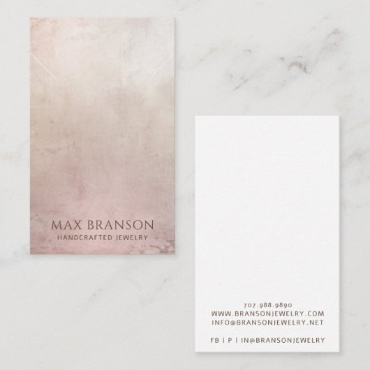 ほこりモダンピンクのネックレス表示カード 名刺 (正面/裏面)
