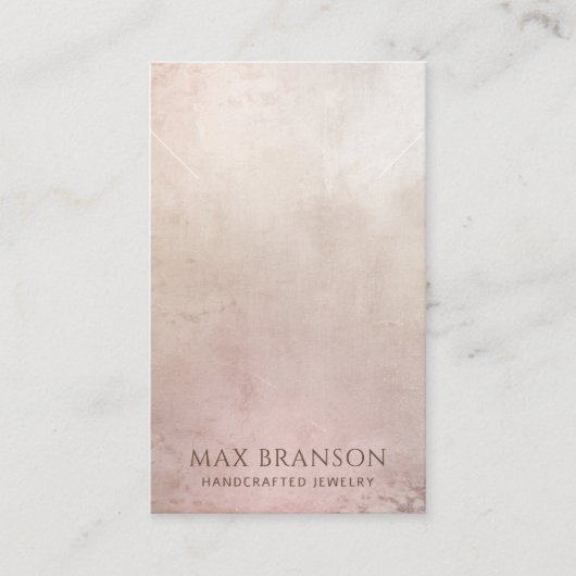 ほこりモダンピンクのネックレス表示カード 名刺 (正面)