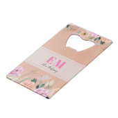 ほこりモノグラムのピンクフローラ クレジットカード栓抜き (正面アングル)