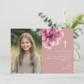 ほこり染みのバラの水彩花写真確認 サンキューカード (スタンド正面)