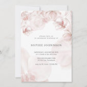 ほこり染みのピンクの蘭の水彩画の誕生日 招待状 (正面)