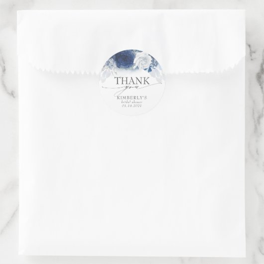 ほこり染みの青い花 エレガントな感謝 ラウンドシール (バッグ)