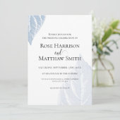 ほこり染みの青い葉の結婚式招待状 招待状 (スタンド正面)