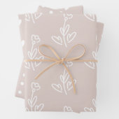 ほこり淡い色のバラ花ハート水玉模様 ラッピングペーパーシート (インサイチュ)