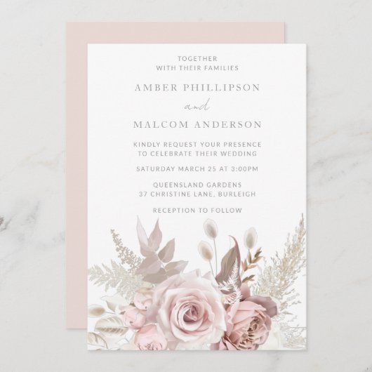 ほこり素晴らしバラフローラ結婚ズ 招待状 (正面/裏面)